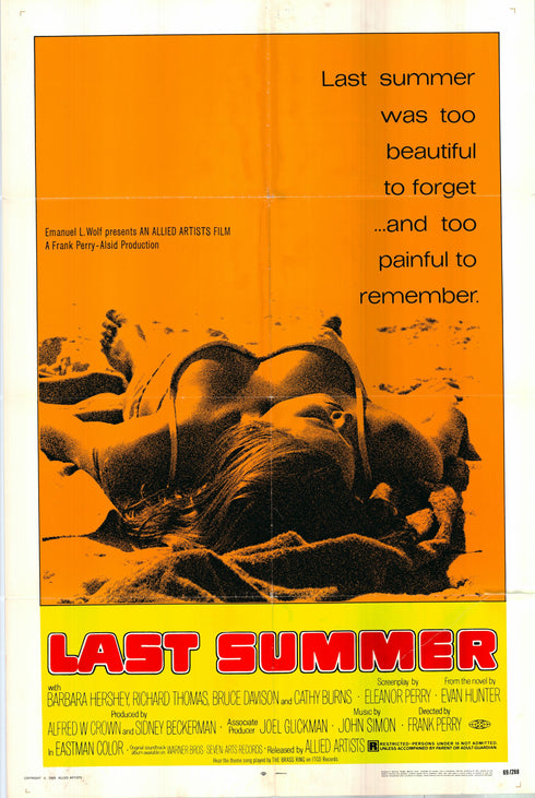 last summer 1969 one sheet poster folded