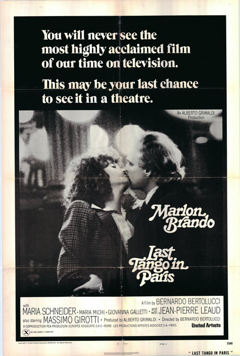 last tango in paris 1973 style c one sheet poster folded