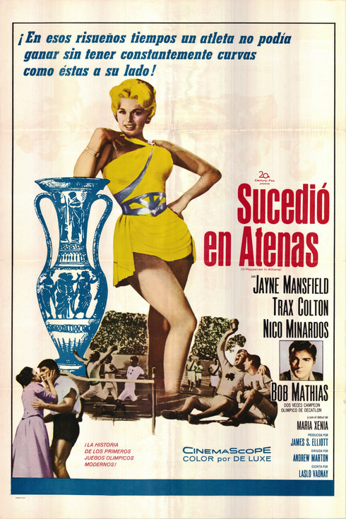 sucedió en atenas (it happened in athens) 1962 spanish one sheet poster folded