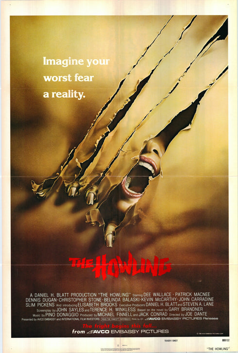 the howling 1980 advance teaser one sheet poster folded