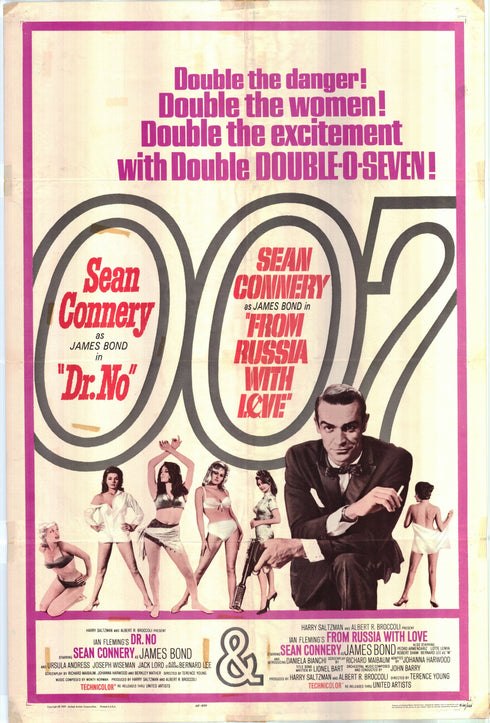 from russia with love / dr. no 1965R combo one sheet poster folded