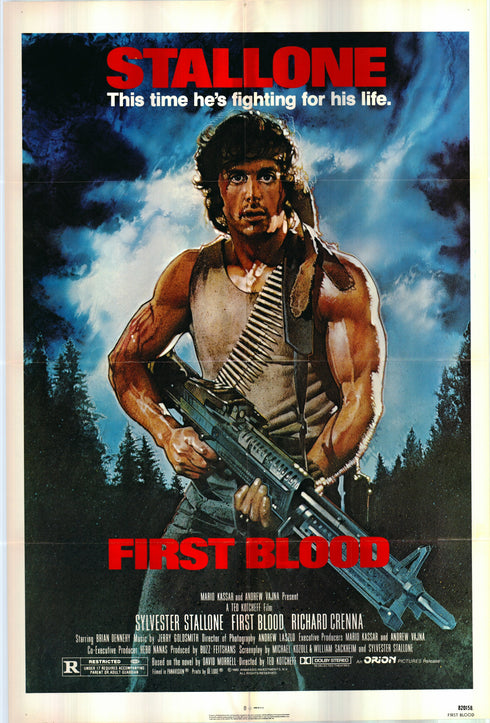 first blood 1982 one sheet poster folded