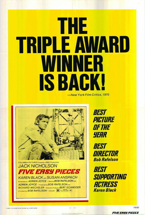 five easy pieces 1973R one sheet poster folded