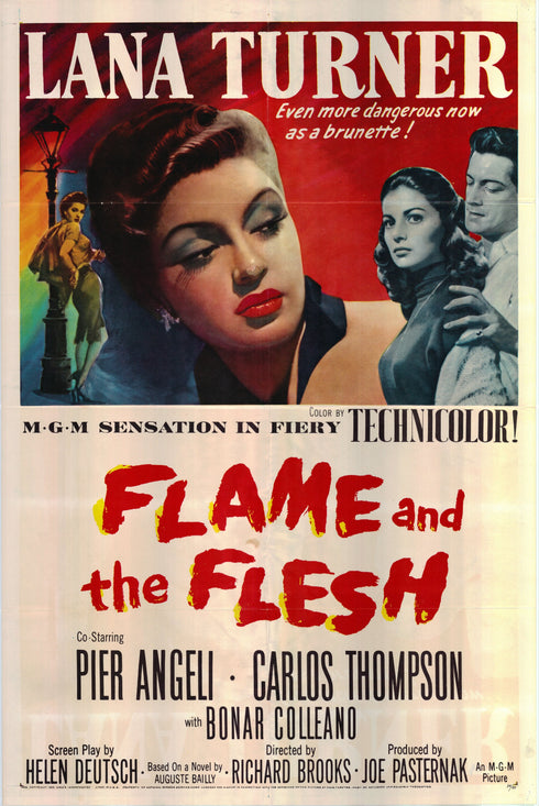flame and the flesh 1954 one sheet poster folded