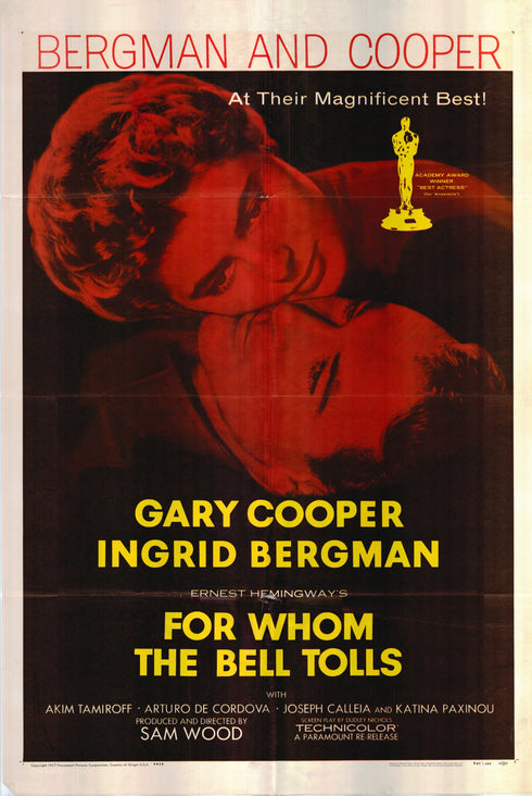 for whom the bell tolls 1957R one sheet poster folded