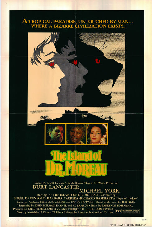 the island of dr. moreau 1977 one sheet poster folded