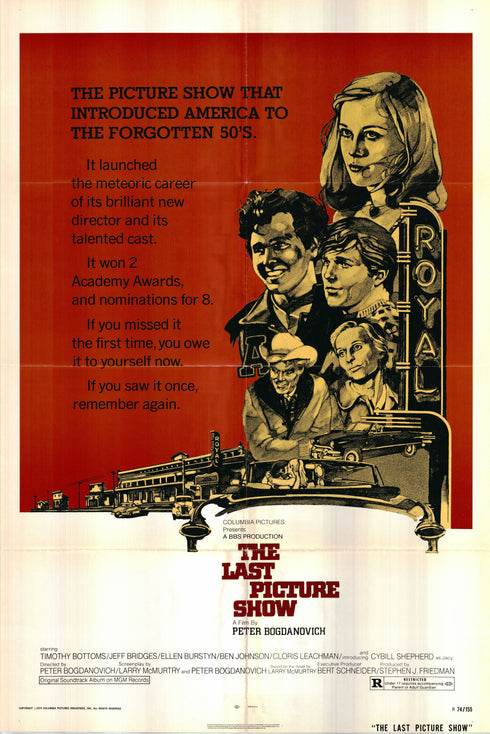 the last picture show 1974R one sheet poster folded