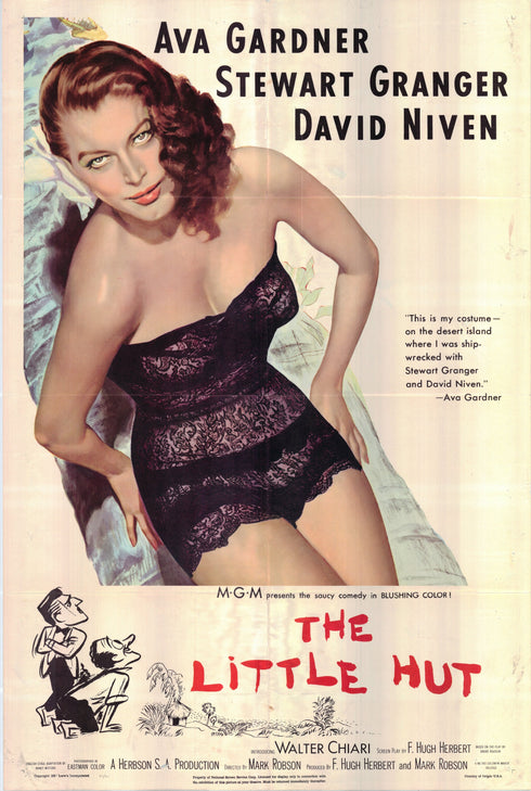 the little hut 1957 one sheet poster folded