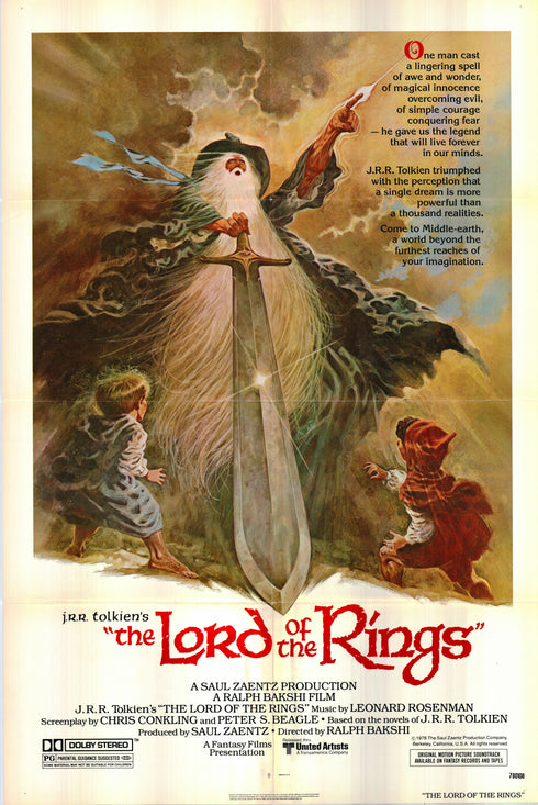 the lord of the rings 1978 one sheet poster folded