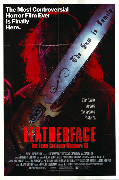 leatherface: the texas chainsaw massacre iii 1989 one sheet poster folded