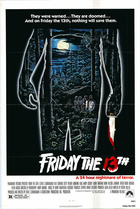 friday the 13th 1980 one sheet poster folded