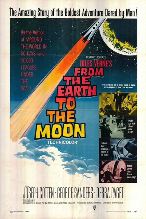 from the earth to the moon 1958 one sheet poster folded