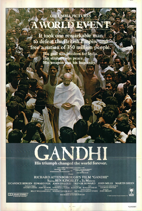 gandhi 1982 one sheet poster folded