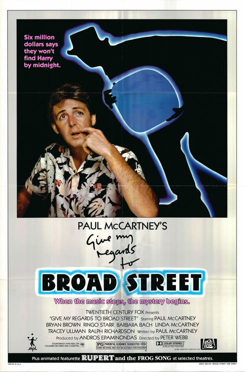 give my regards to broad street 1984 one sheet poster folded