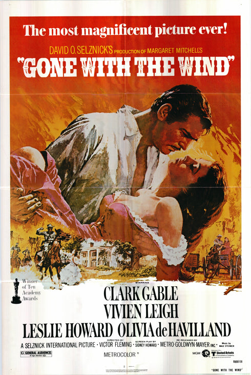 gone with the wind 1980R one sheet poster folded