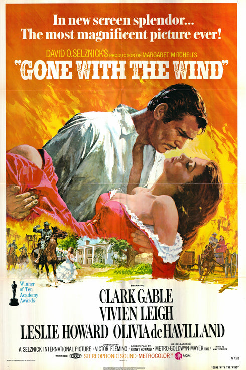 gone with the wind 1974R one sheet poster folded