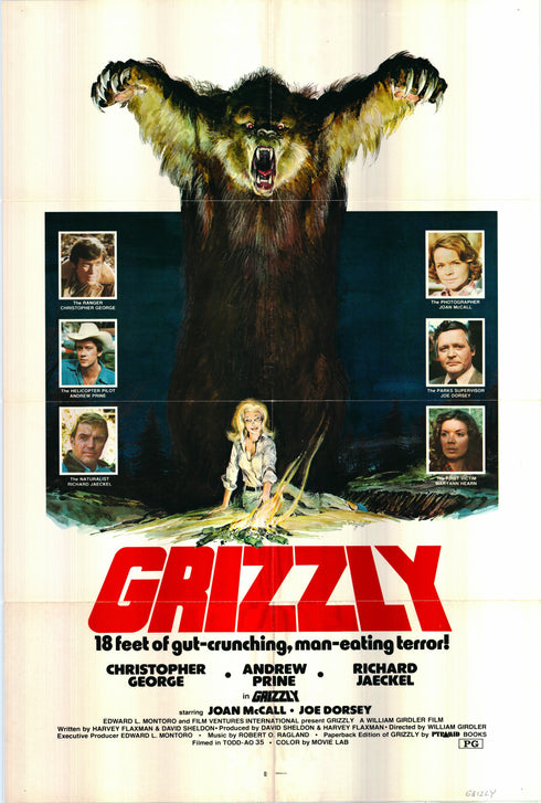 grizzly 1976 one sheet poster folded