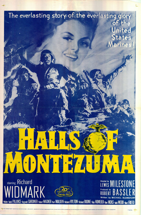 halls of montezuma 1956R one sheet poster folded