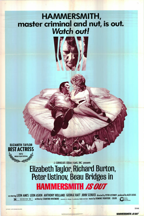 hammersmith is out 1972 one sheet poster folded