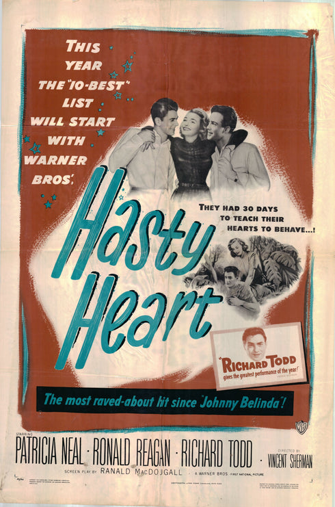 hasty heart 1949 one sheet poster folded
