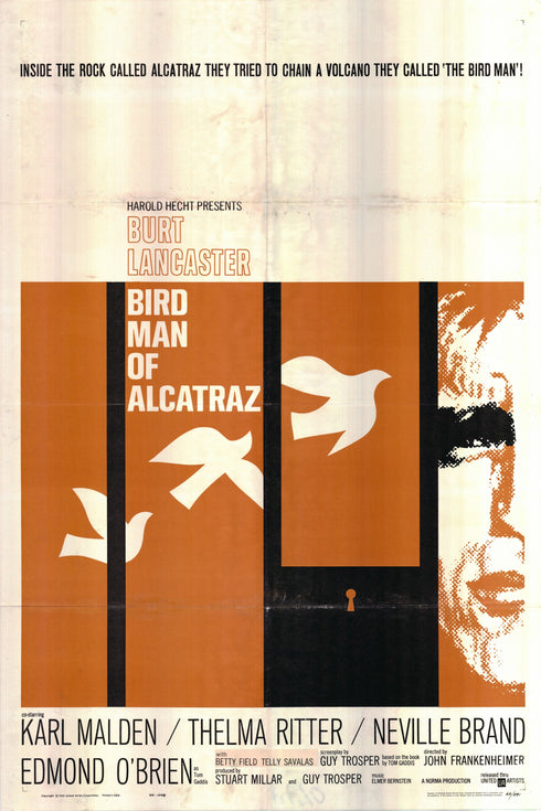 birdman of alcatraz 1962 one sheet poster folded
