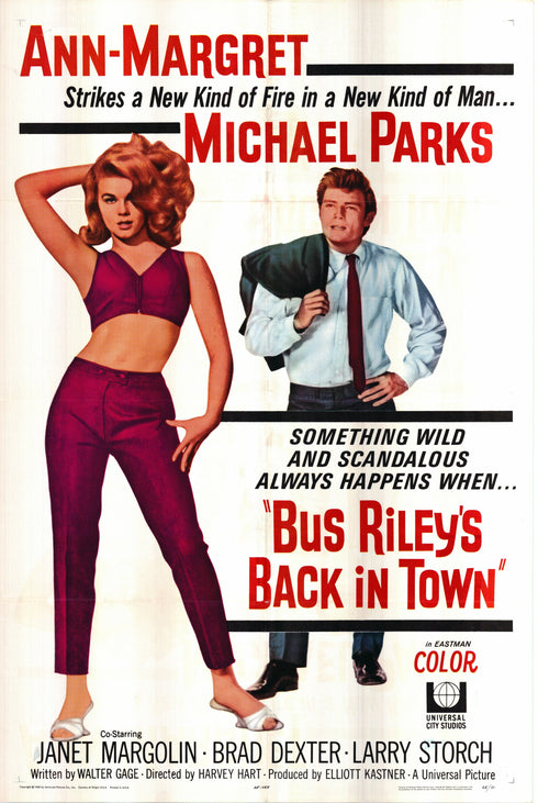 bus riley back in town 1965 one sheet poster folded
