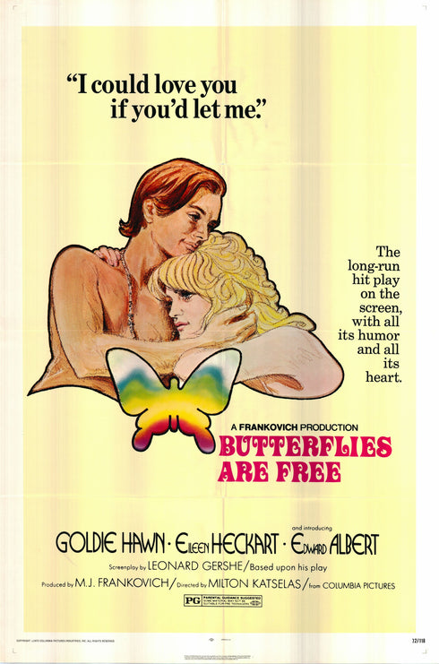 butterflies are free 1972 one sheet poster folded