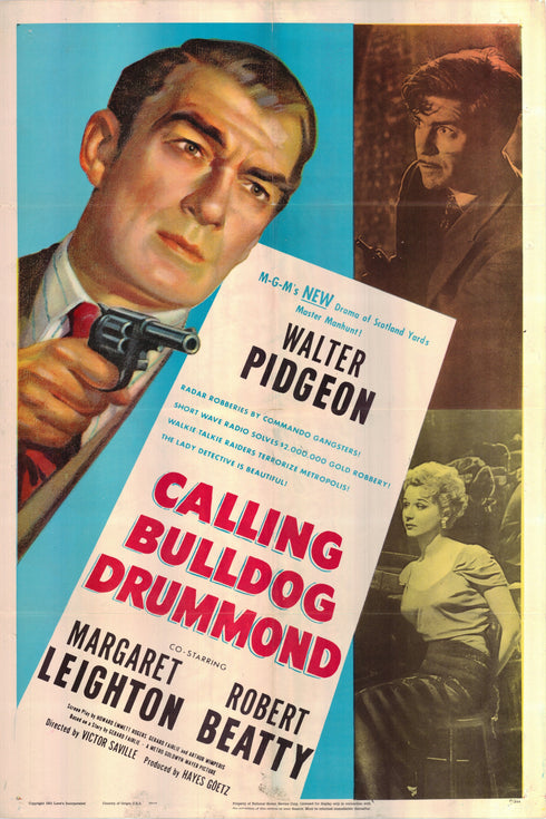 calling bulldog drummond 1947 one sheet poster folded