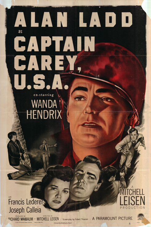 captain carey usa 1950 one sheet poster folded