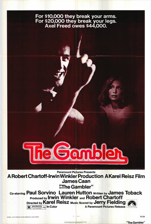 the gambler 1974 one sheet poster folded