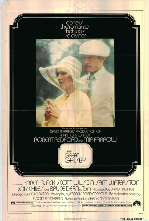 the great gatsby 1974 one sheet poster folded
