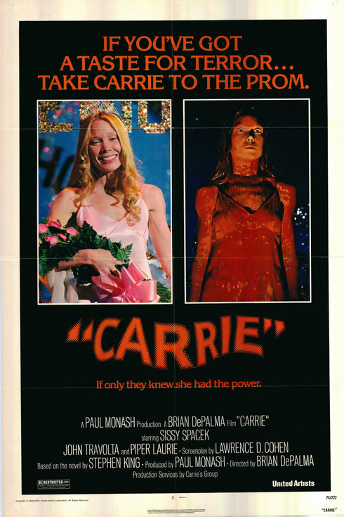 carrie 1976 one sheet poster folded