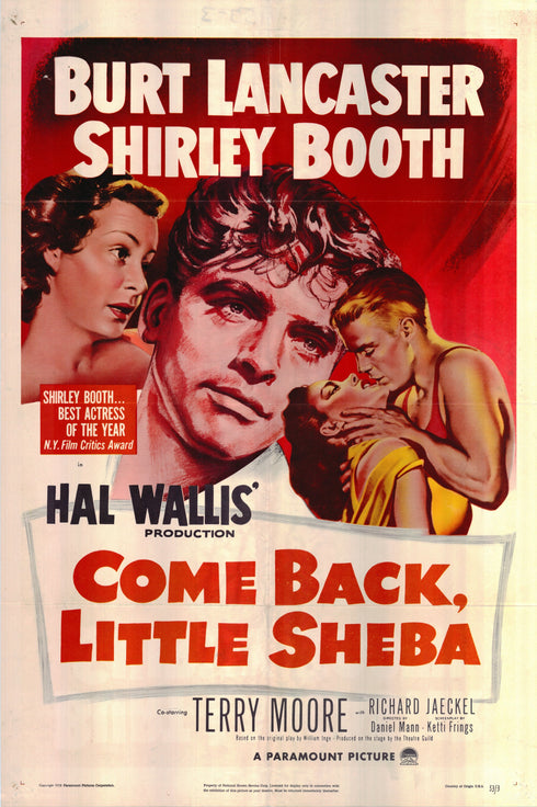 come back little sheba 1953 one sheet poster folded