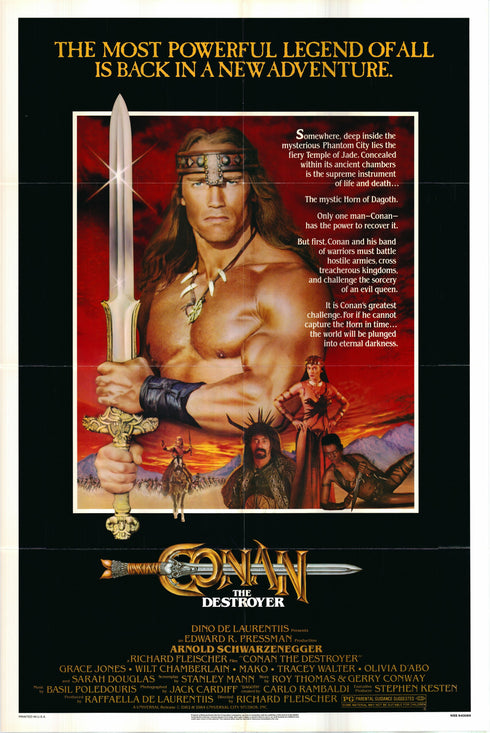 conan the destroyer 1984 one sheet poster folded