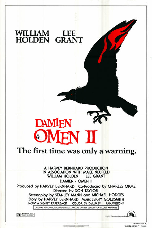 damien omen ii 1978 one sheet poster folded