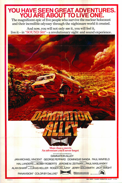 damnation alley 1977 advance one sheet poster folded