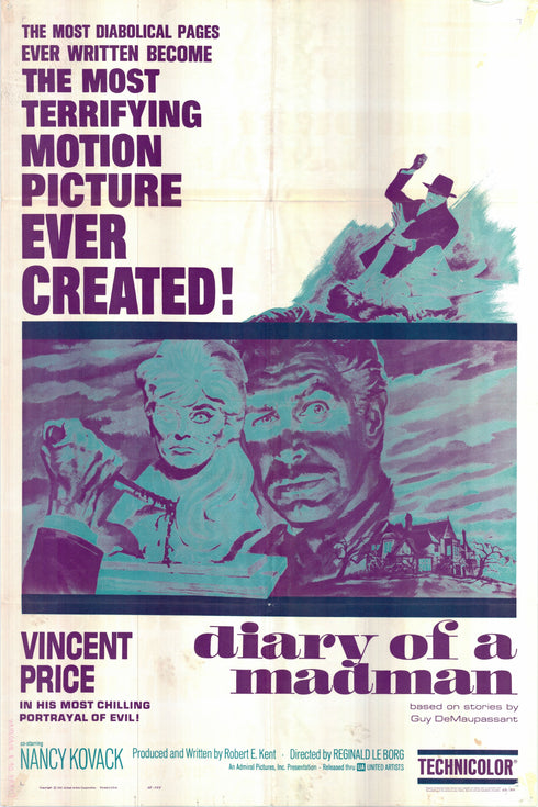 diary of a madman 1963 one sheet poster folded
