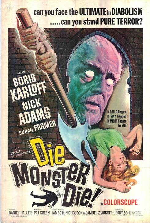 die monster die 1965 one sheet poster folded