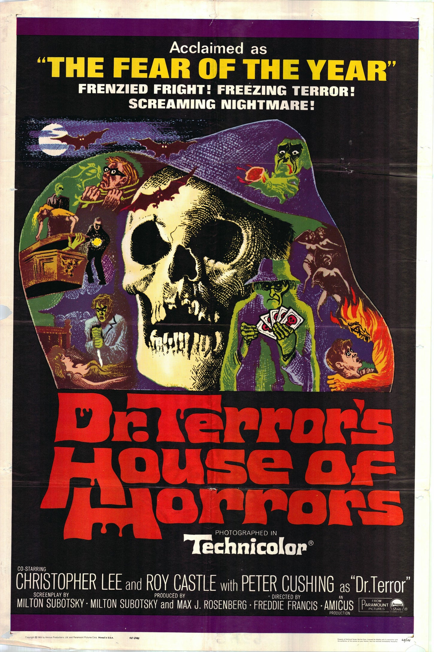 dr terrors house of horrors original, limited edition one sheet poster folded movie poster,<br>circa 1965,<br>Good Condition <span class='visuallyhidden'>Call or text 323-404-2959 if you need shopping assistance.</span>