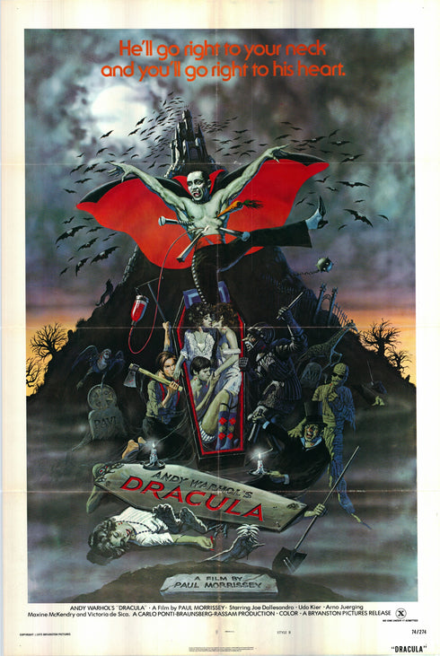dracula 1974 style b one sheet poster folded