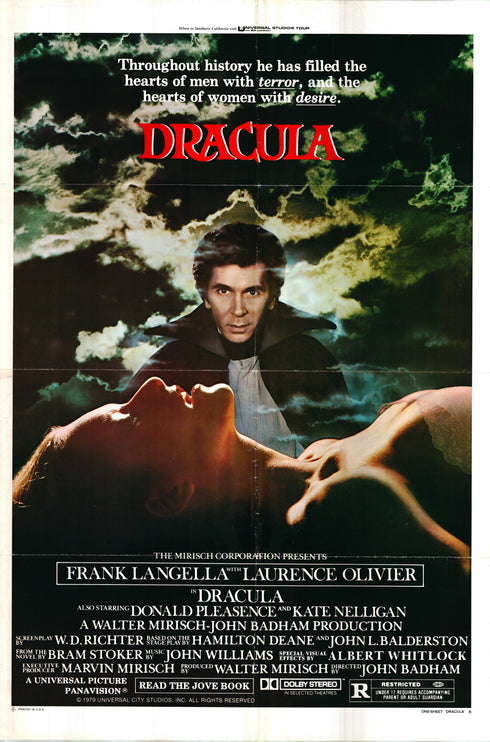 dracula 1979 style b one sheet poster folded