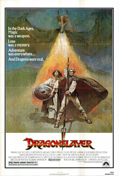 dragonslayer 1981 one sheet poster folded