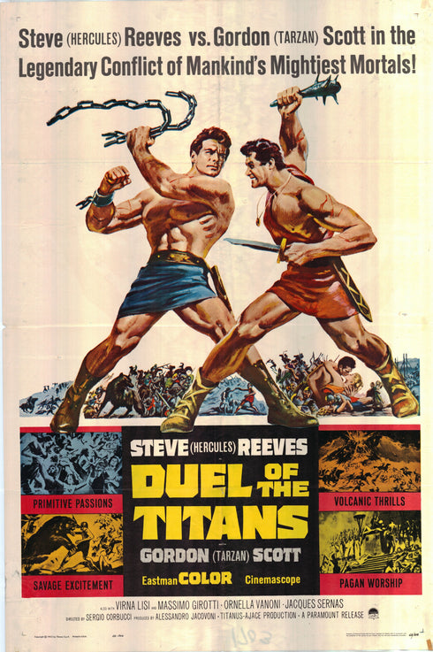 duel of the titans 1963 one sheet poster folded