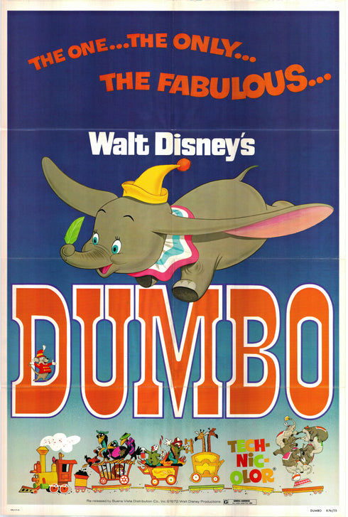 dumbo 1976R one sheet poster folded