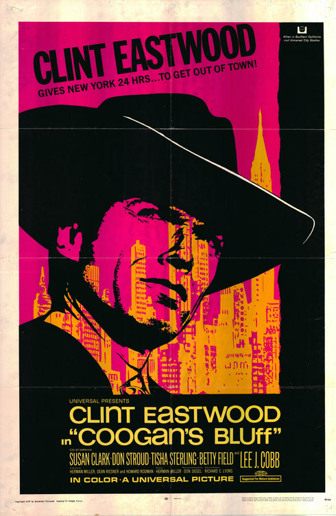 coogan's bluff 1968 one sheet poster folded