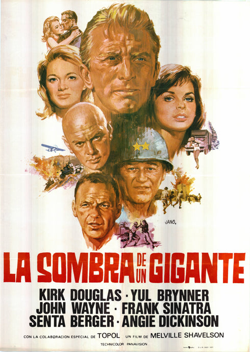 la sombra de un gigante (cast a giant shadow) 1977 spanish one sheet poster folded