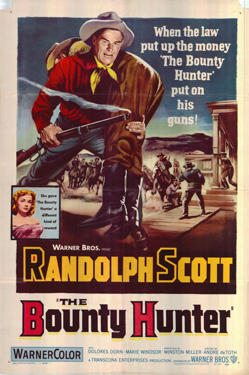 the bounty hunter 1954 one sheet poster folded