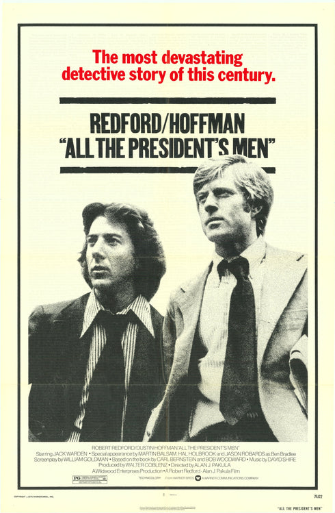 all the presidents men 1976 one sheet poster folded