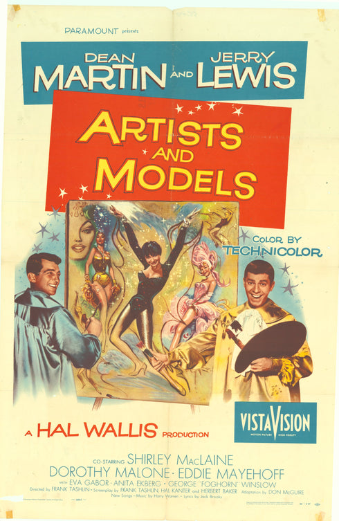 artists and models 1955 one sheet poster folded