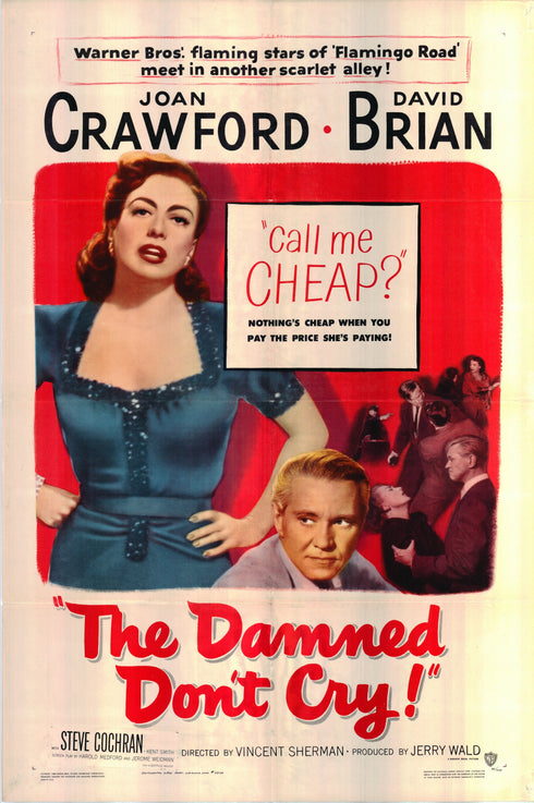the damned don't cry 1950 one sheet poster folded